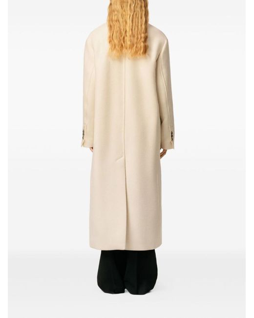AMI Natural Long Double-Breasted Coat