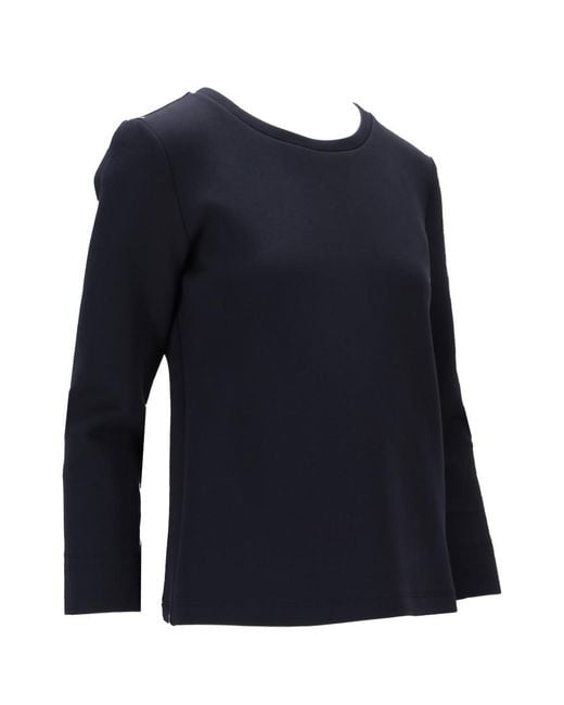 Max Mara Blue Solid Round Neck T-Shirt