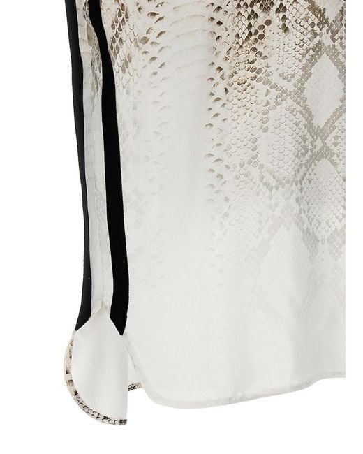 Nude White Snake Print Blouse