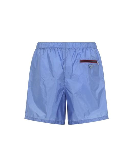 Prada Blue Solid Swim Shorts for men