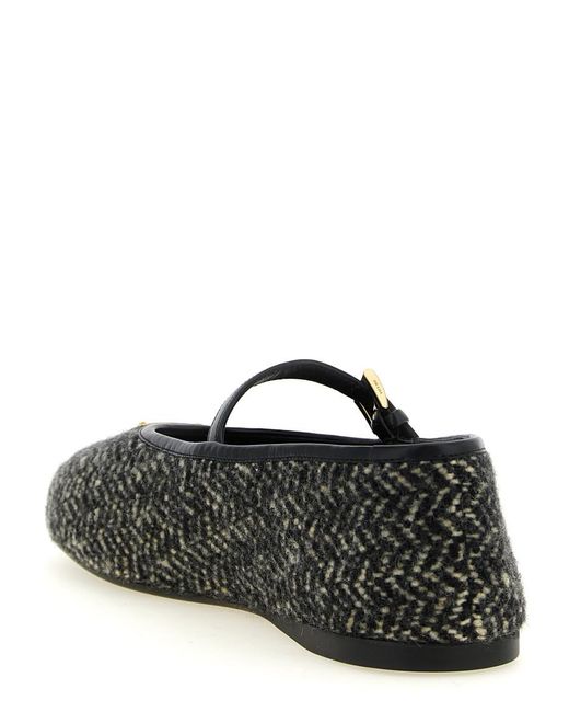 Prada Black Logo Ballet Flats