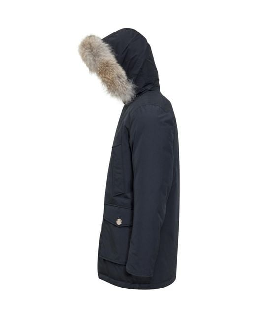 Woolrich Blue Solid Hood Jackets for men