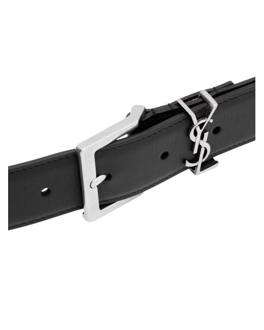 Saint Laurent White Cassandre Vadim Belt for men