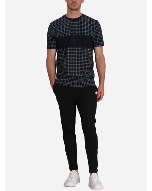 Boss Black Crewneck Checked T-Shirt for men
