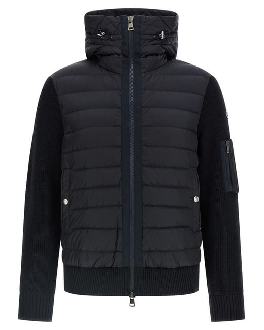 Moncler Blue Tricot Hooded Cardigan for men