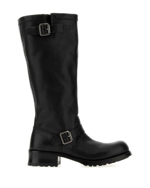 Prada Black High Leather Boots