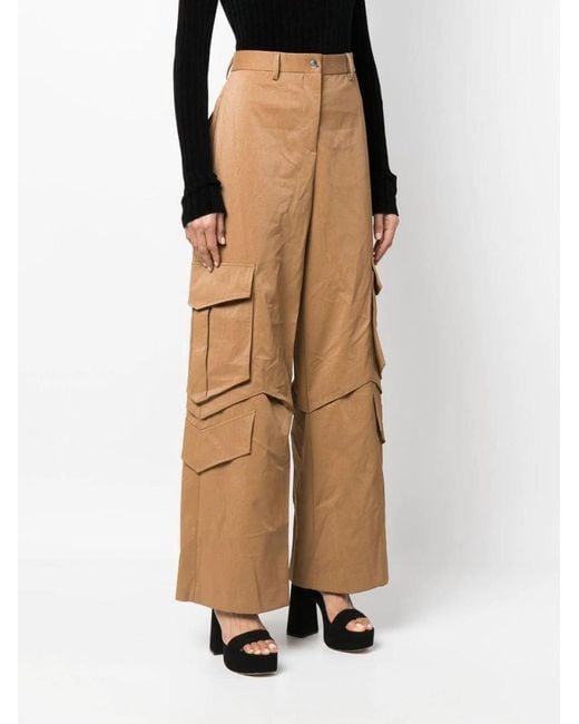 MSGM Natural Multi-Pocket Cargo Trousers
