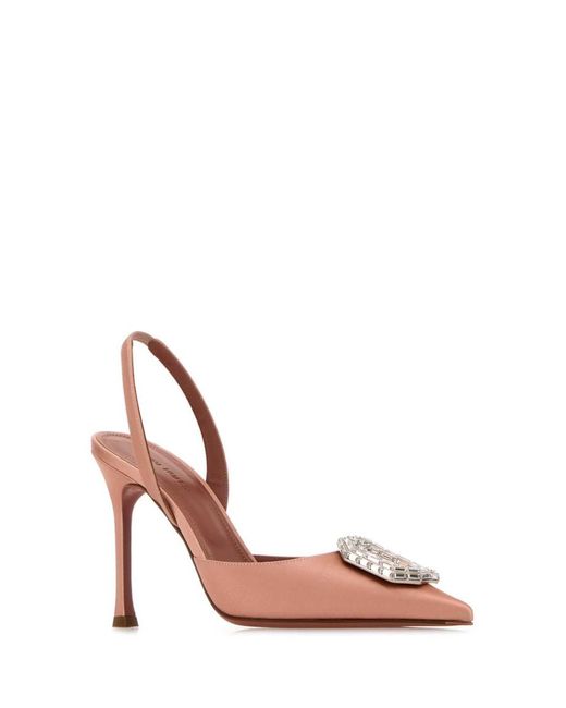AMINA MUADDI Pink Satin Camelia Heels
