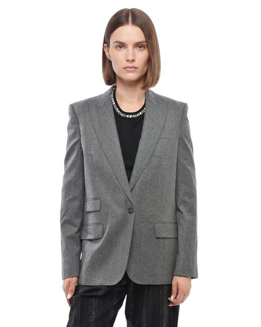 Stella McCartney Gray Solid Peaked Lapel Blazer
