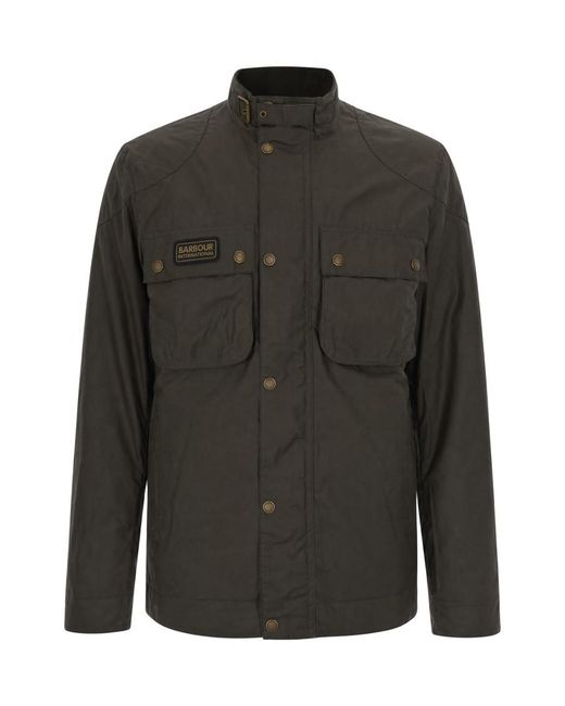 Barbour Gray Mock Collar Logo Jacket for men