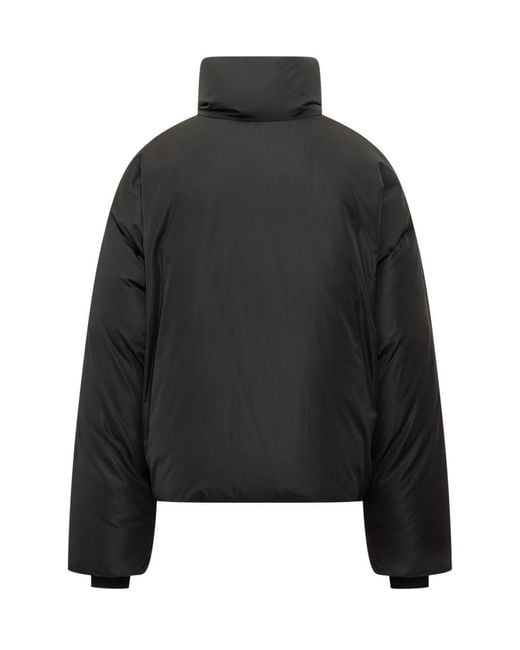 AMI Black Solid Mock Collar Jacket for men