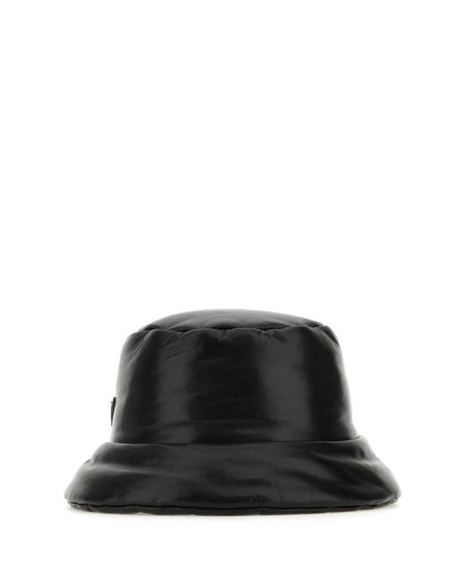 Prada Black Nappa Leather Padded Hat