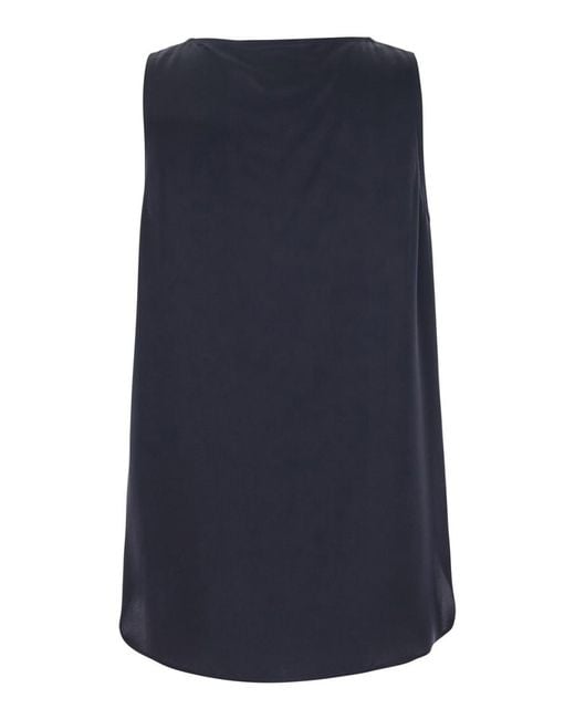 Max Mara Blue Solid Scoop Neck Top