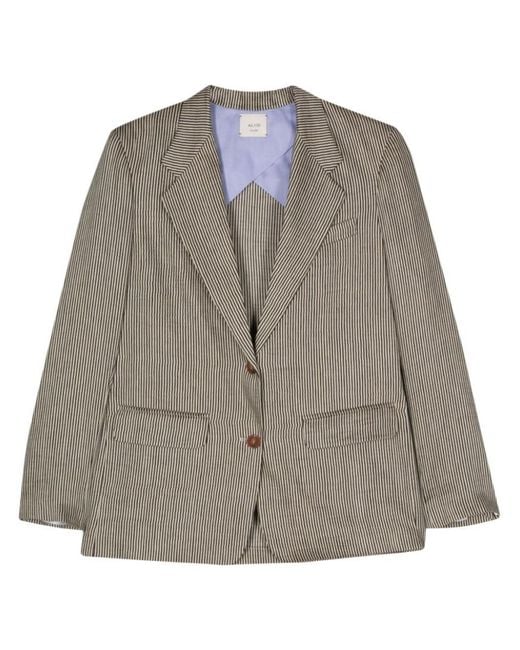 Alysi Gray Striped Single-Breasted Blazer