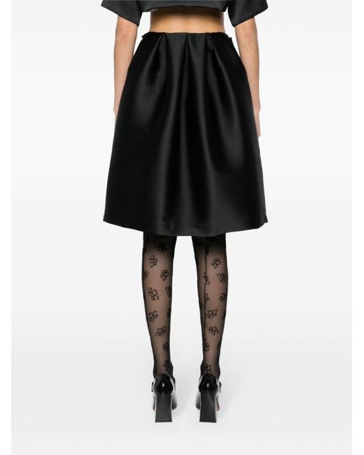 P.A.R.O.S.H. Black Layered Detail Midi Skirt