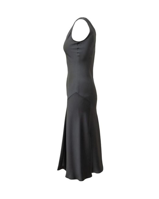 Max Mara Black Solid V Neck Maxi Dress