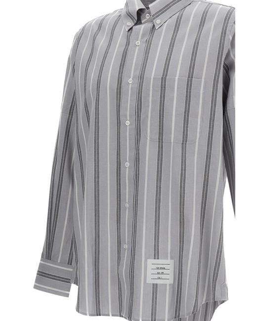 Thom Browne Gray Regular Stripes Shirts for men