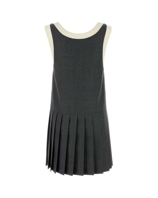 Miu Miu Black Pleated Grisaille Mini-Dress