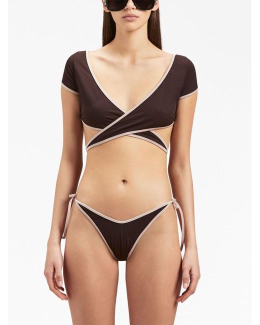 Palm Angels Red Contrasting Border Bikini Top