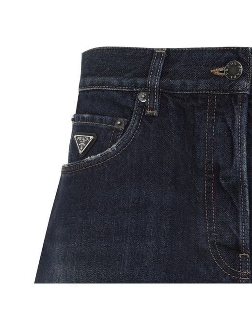 Prada Blue Solid Shorts