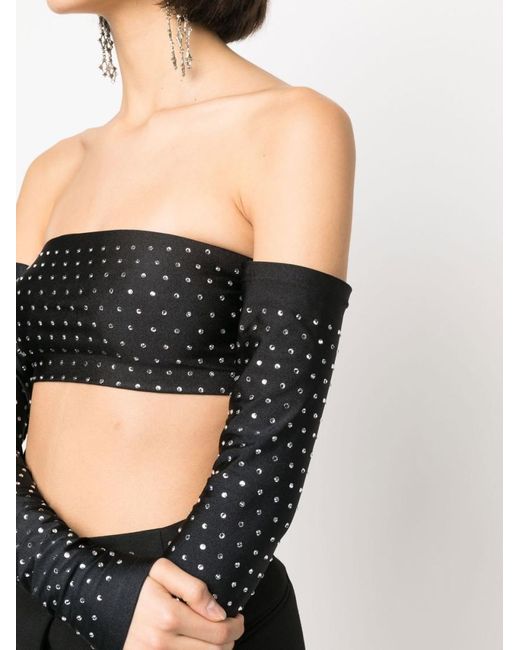 ANDAMANE Black Crystal Crop Top