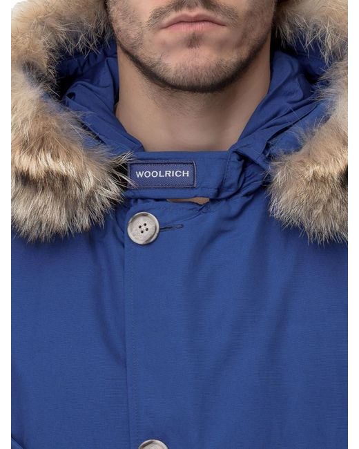 Woolrich Blue Solid Hood Jacket for men