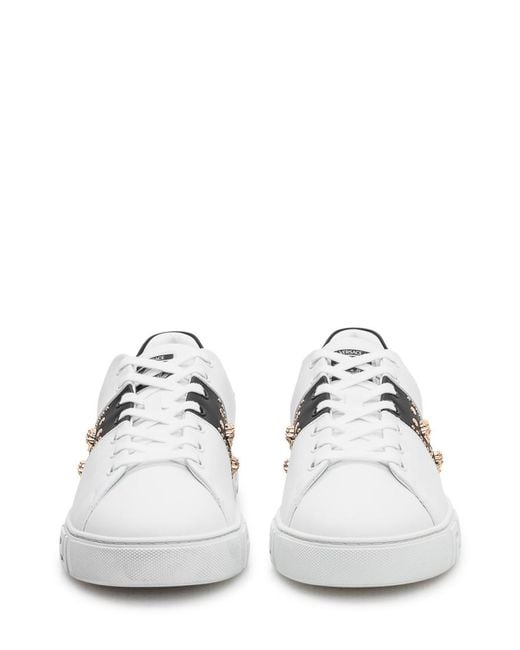 Versace White Studded Greca Sneakers for men