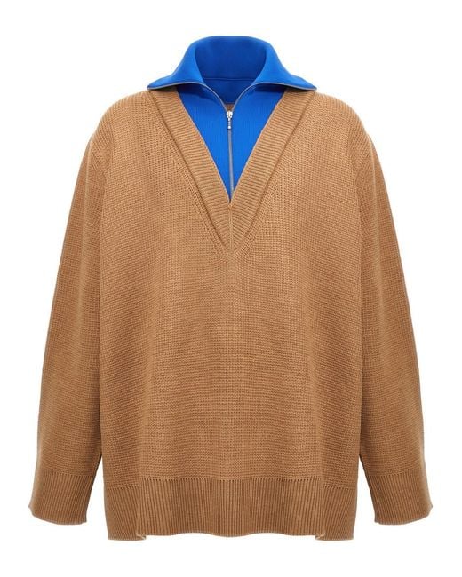 Jil Sander Orange Wool Blend Half-Zip Sweater for men