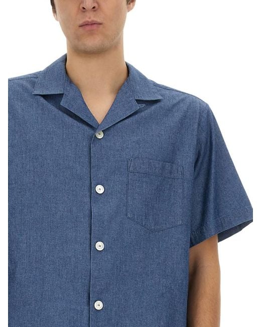 Aspesi Blue Regular Solid Shirt for men