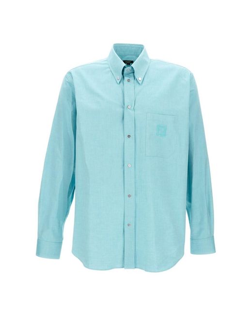 Fendi Blue Oxford Shirt for men