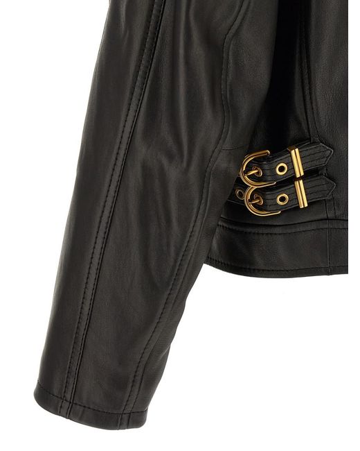 Versace Black Solid Mandarin Collar Jacket for men