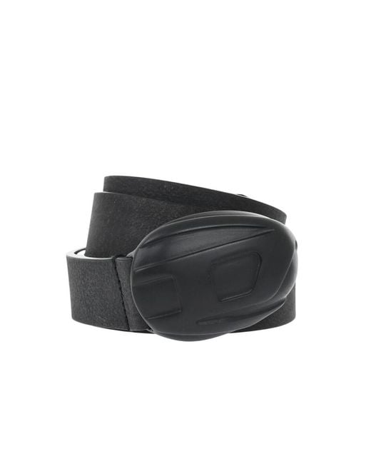 DIESEL Black Solid Belt for men