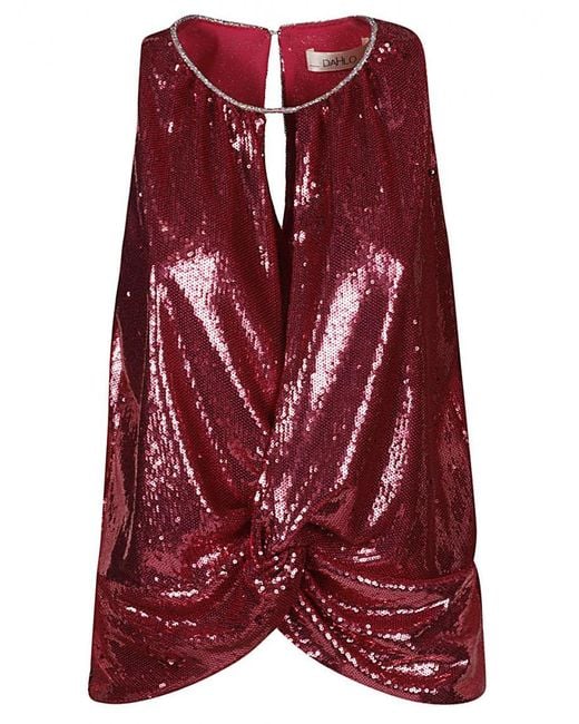 Dahlo Red Sequin Cropped Top
