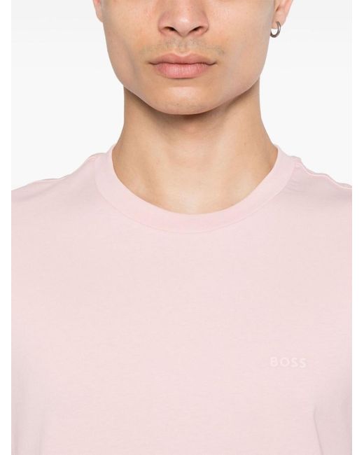 Boss Pink Round Neck Cotton T-Shirt for men