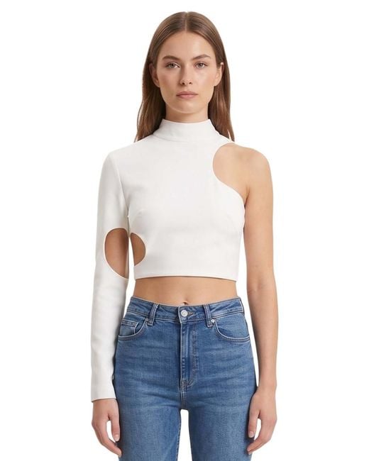 Monot Blue Mock Collar Top