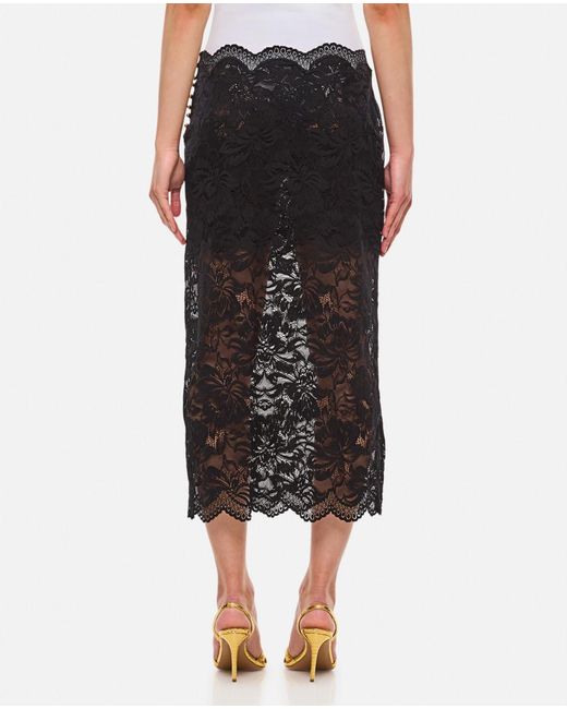 Rabanne Black Lace Long Midi Skirt