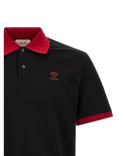 Versace Black Solid Shirt Collar Polo for men