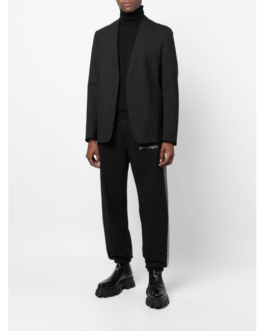 Palm Angels Black Logo Print Cotton Track Pants for men