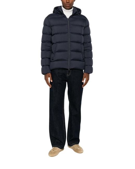 Herno Blue Quilted Hood Jacket for men