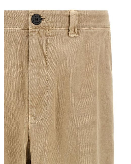Stone Island Natural Regular Flat Front Pants for men