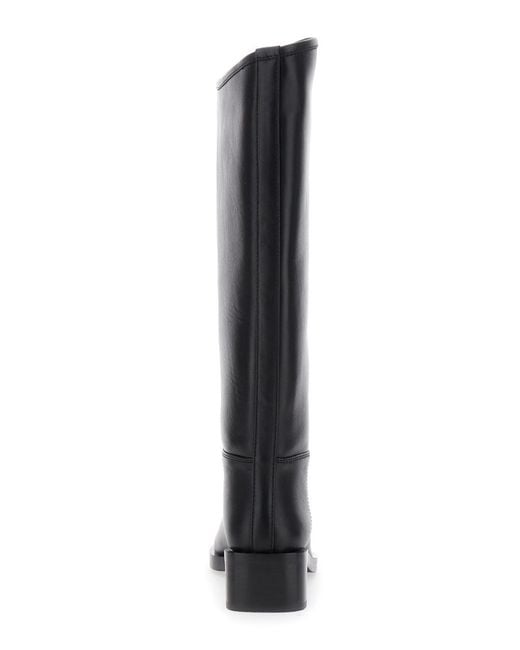 Jeffrey Campbell Black Knee High Leather Boots With Block Heel