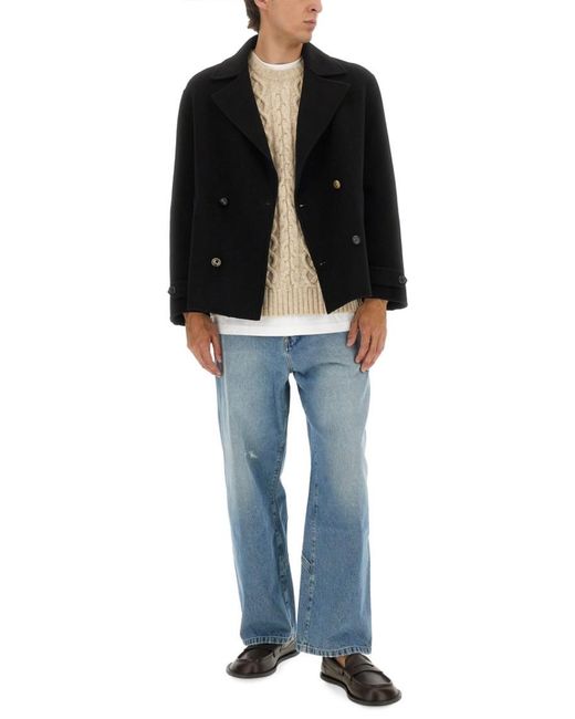 Moschino Black Double-Breasted Wool Jacket for men
