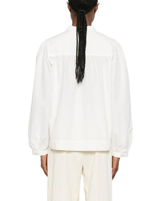 A.P.C. White Solid Band Collar Top
