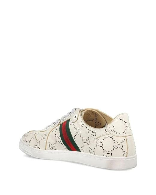 Gucci White Stretch Leather Sneakers