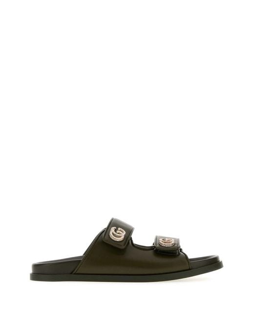 Gucci Green Leather Sandals