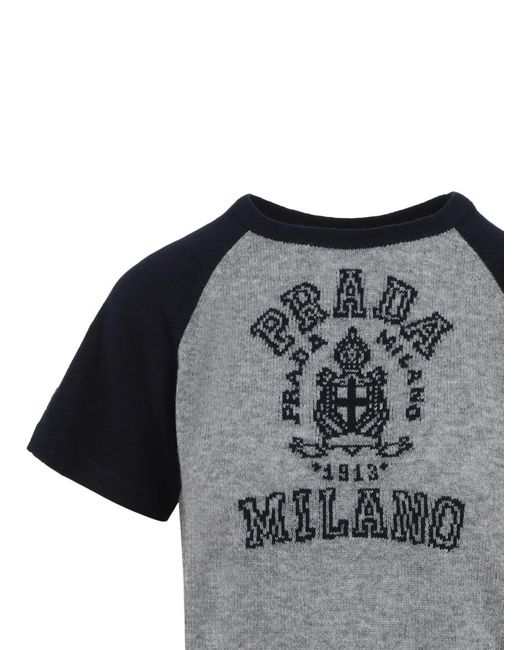Prada Gray Logo Sweater