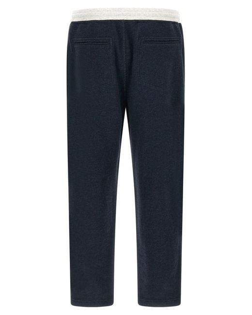 Brunello Cucinelli Blue Cotton Blend Solid Joggers for men