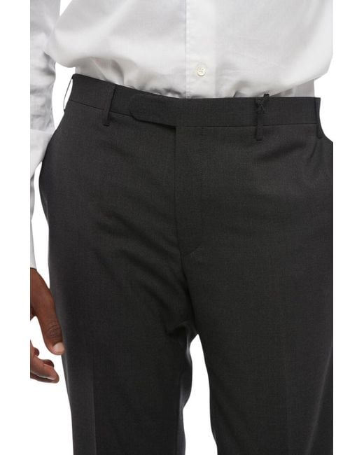 Corneliani Black Tailored Flat Front Pants for men