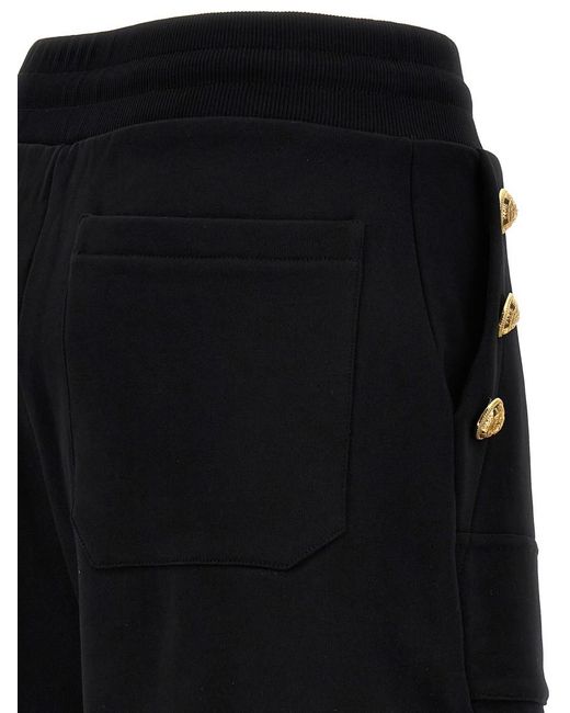 Balmain Black Logo Buttons Shorts