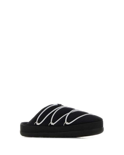 Moon Boot Black Fabric Slippers